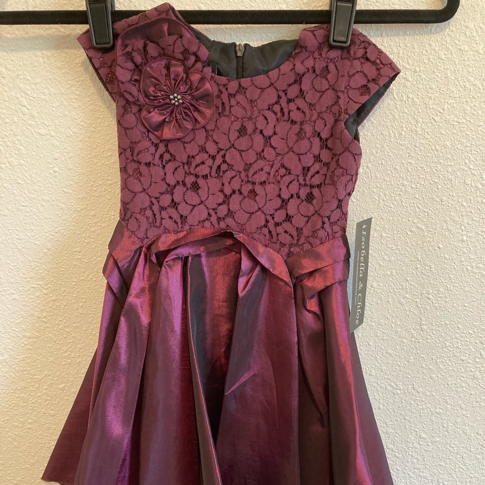 ISOBELLA & CHLOE burgundy satin dress
